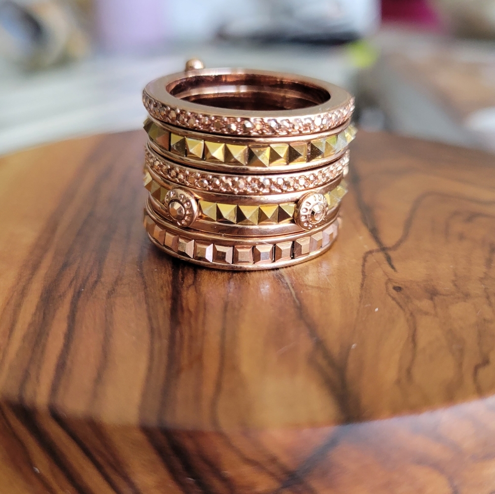 Rose Gold and Brass Stacked Band Ring